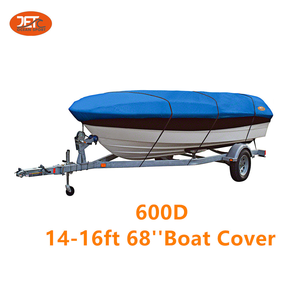 Premium 600D 14-16ft 68'' Marine Grade Trailerable Fishing Boat Cover