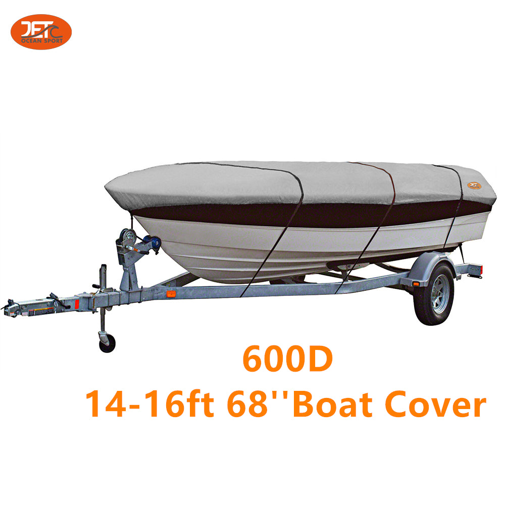 Premium 600D 14-16ft 68'' Marine Grade Trailerable Fishing Boat Cover