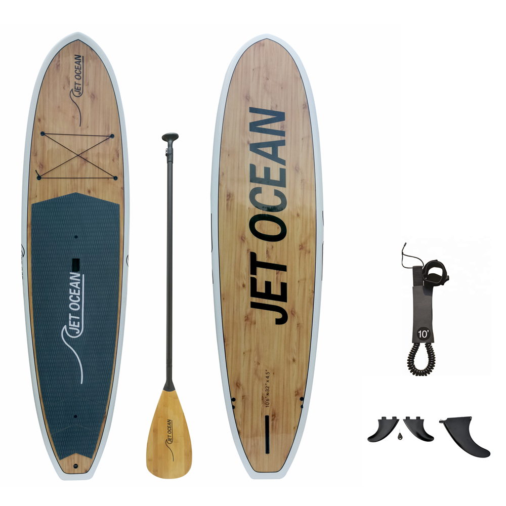Jetocean Handmade Wooden SUP Board 10'6 with Carbon Paddle -B