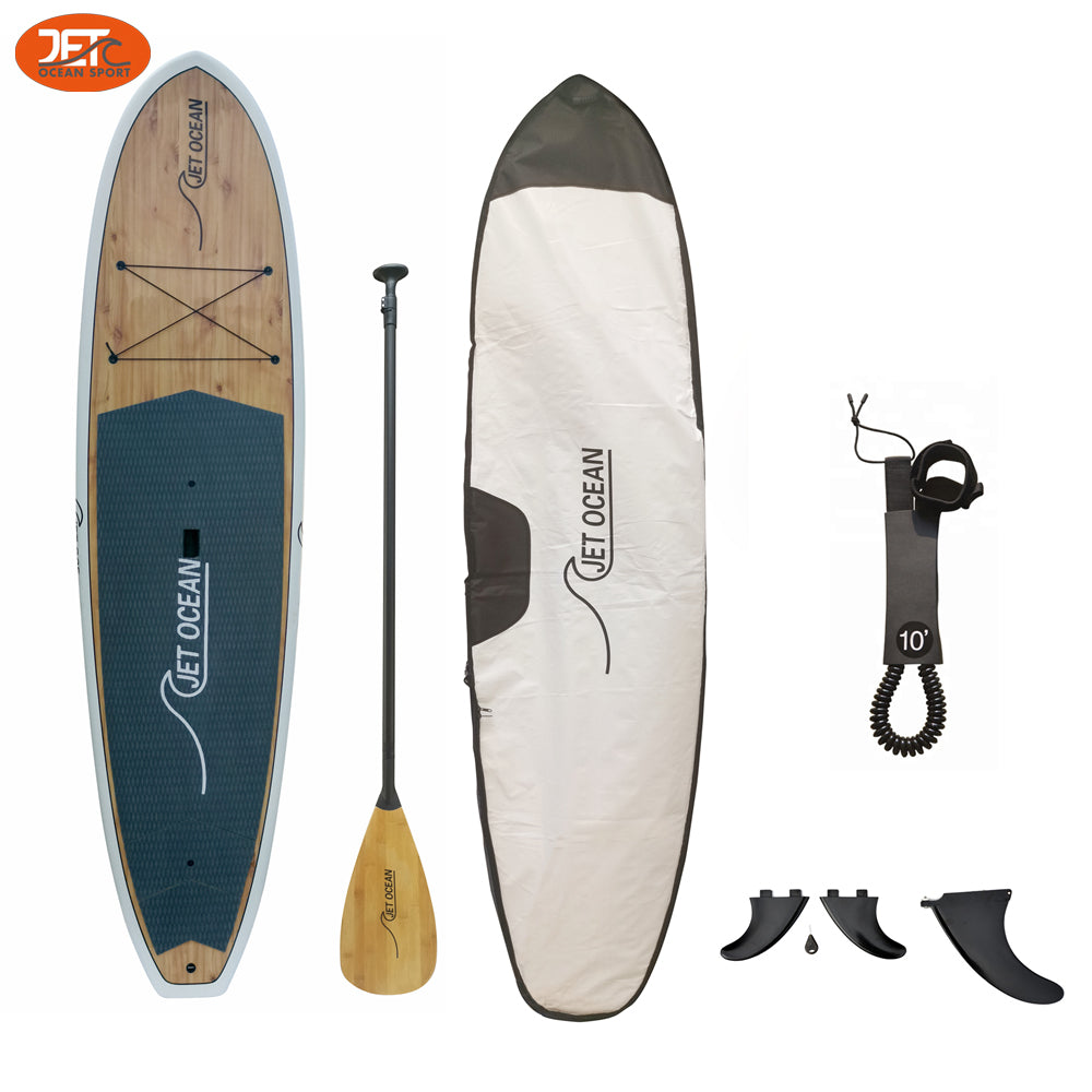 Jetocean Handmade Wooden SUP Board 10'6 with Bag & Carbon Paddle -C