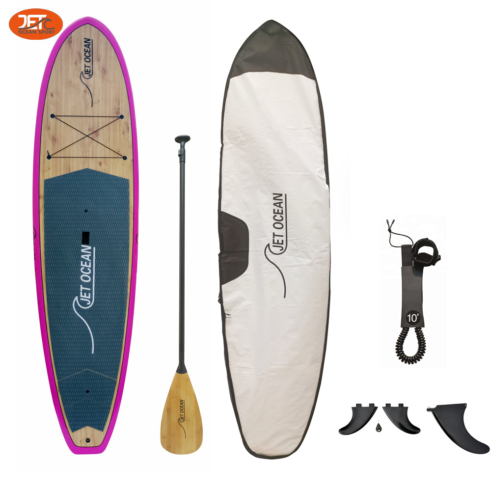 Jetocean Handmade Wooden SUP Board 10'6 with Bag & Carbon Paddle -C
