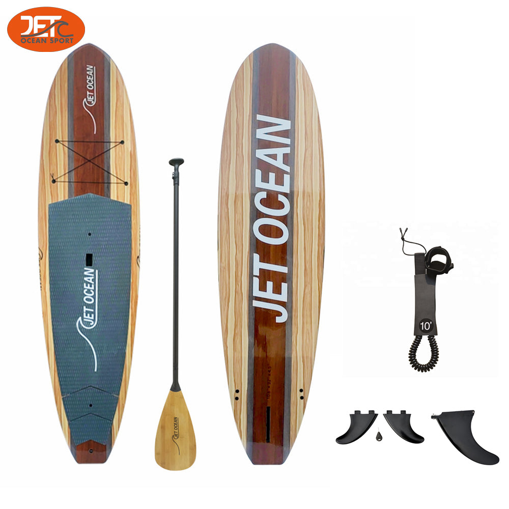 Jetocean (2) Handmade Wooden SUP Board 10'6 with Carbon Paddle-B
