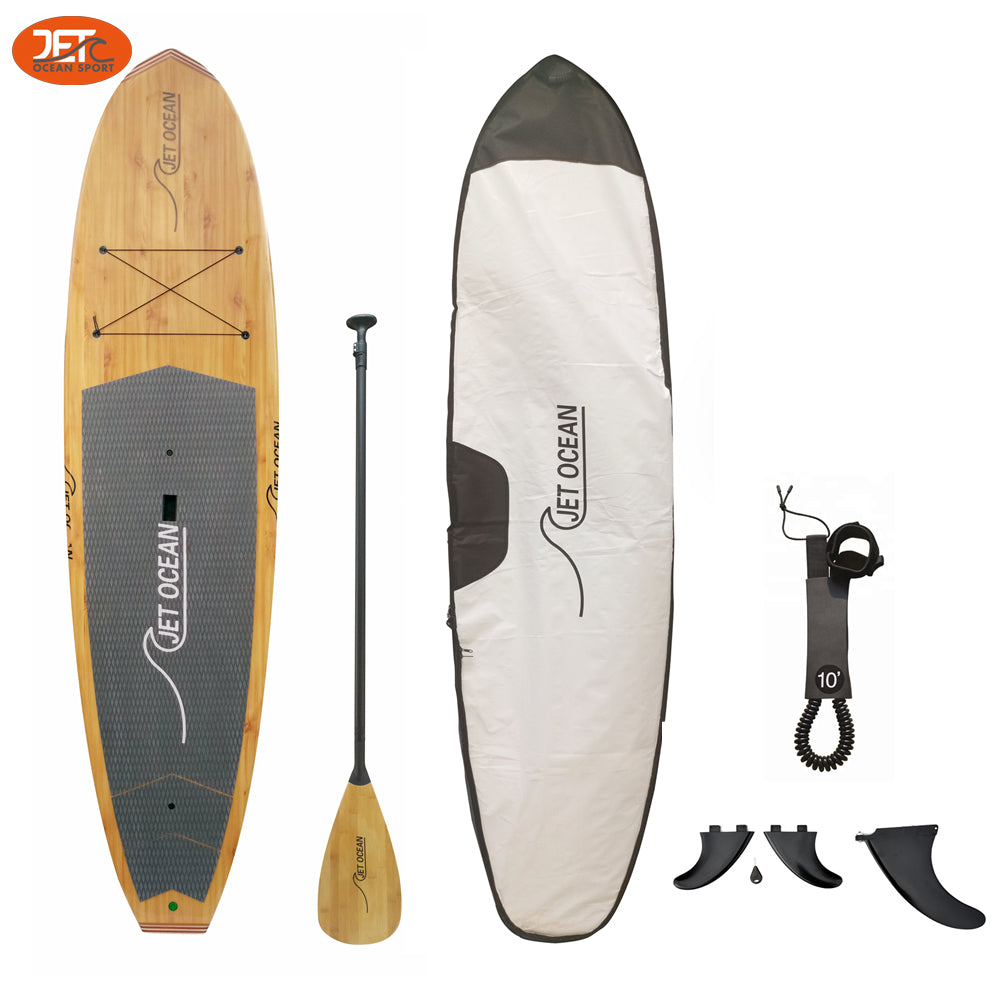 Jetocean (4) Handmade Wooden SUP Board 10'6 with Bag & Carbon Paddle-C