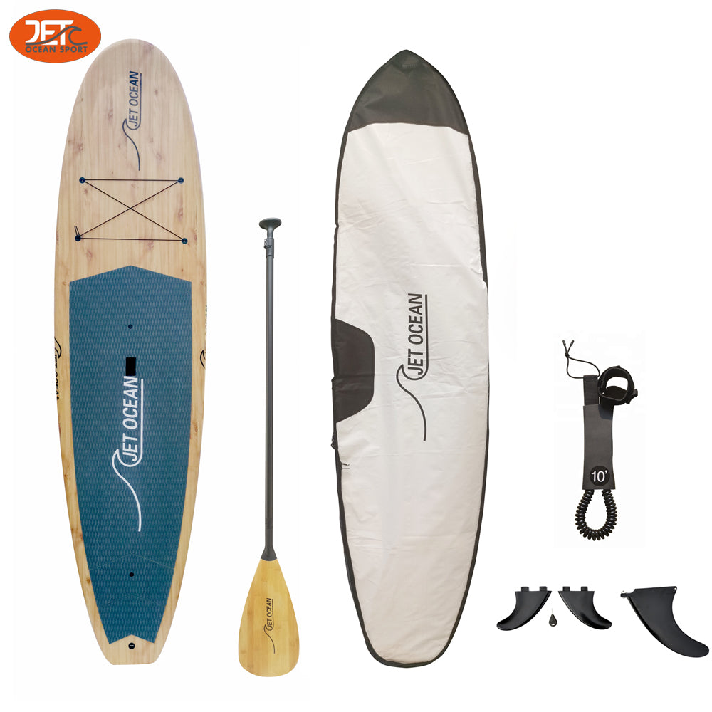 Jetocean (5) Handmade Wooden SUP Board 10'6 with Bag & Carbon Paddle-C