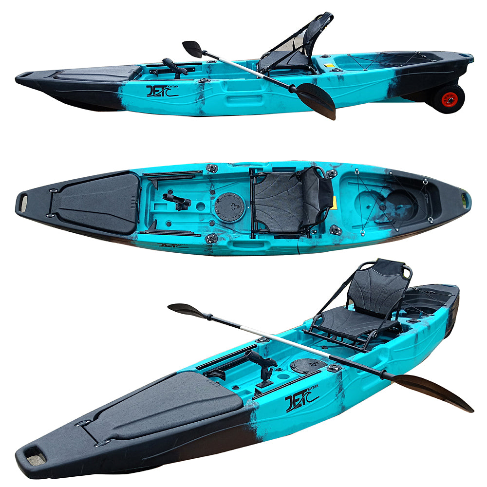 Jet Fish 12'(3) 3.66M 12ft Fishing Kayak with Aluminum Seat and Wheel
