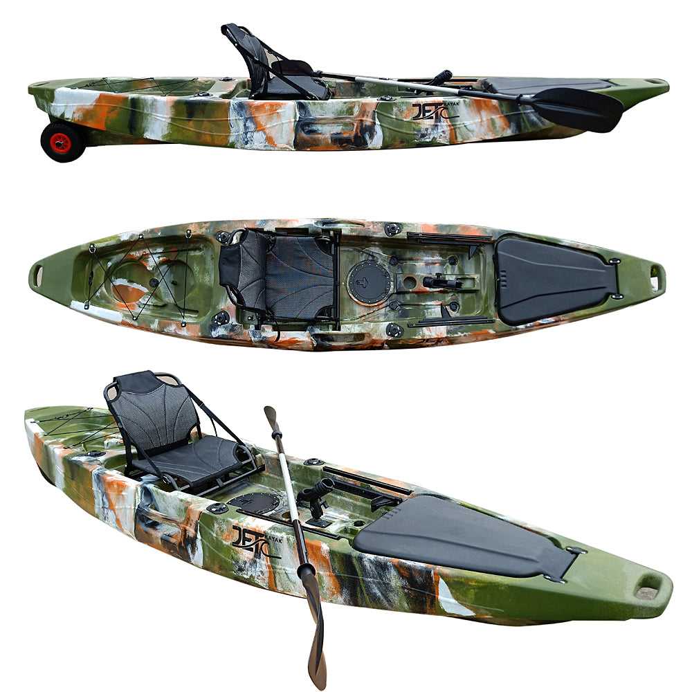 Jet Fish 12'(3) 3.66M 12ft Fishing Kayak with Aluminum Seat and Wheel