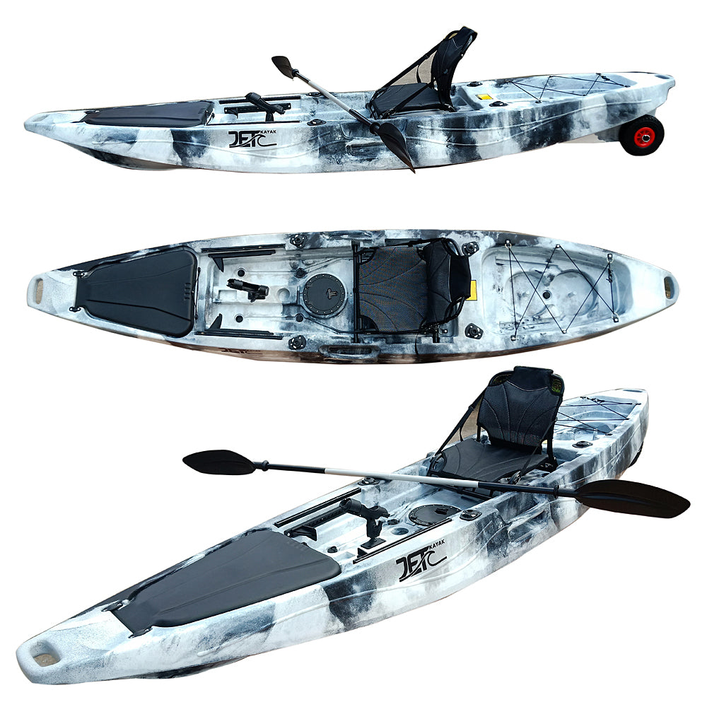 Jet Fish 12'(3) 3.66M 12ft Fishing Kayak with Aluminum Seat and Wheel