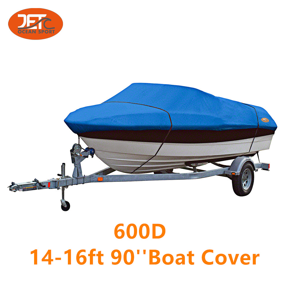 600D 14-16ft 90'' Marine Grade Trailerable Fishing Boat Cover