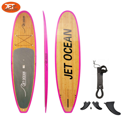 Jetocean (2) Handmade Wooden SUP Board 10'6 with Bag & Carbon Paddle -C