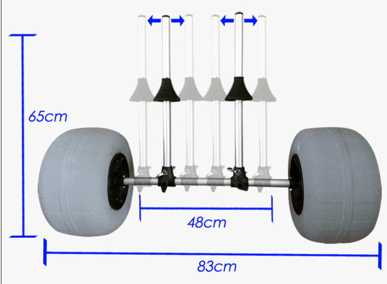 Sit-On-Top Canoe Kayak Cart Inflatble Beach Sand Wheel Cart Trolley -JET02017BLU