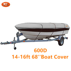 Premium 600D 14-16ft 68'' Marine Grade Trailerable Fishing Boat Cover