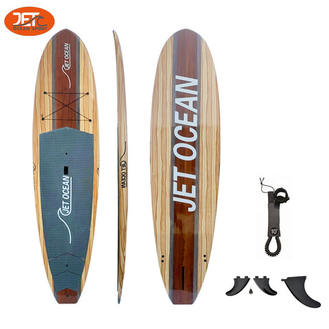 Jetocean (4) Handmade Wooden SUP Board 10'6 with Bag & Carbon Paddle-C