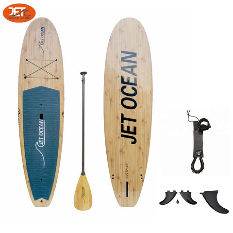 Jetocean Handmade Wooden SUP Board 10'6 with Bag & Carbon Paddle -C
