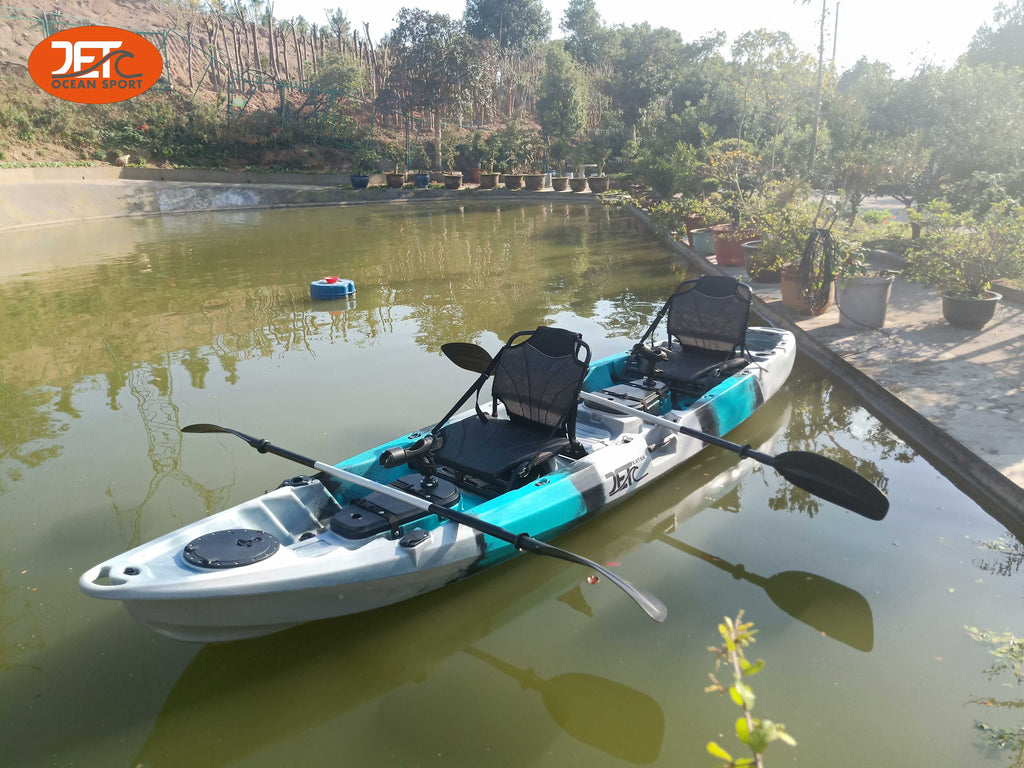 JETB Tour Family-1 New 3.7M 2.5 Seaters 2+1 Double Family Fishing Kayak  with Aluminium Seat