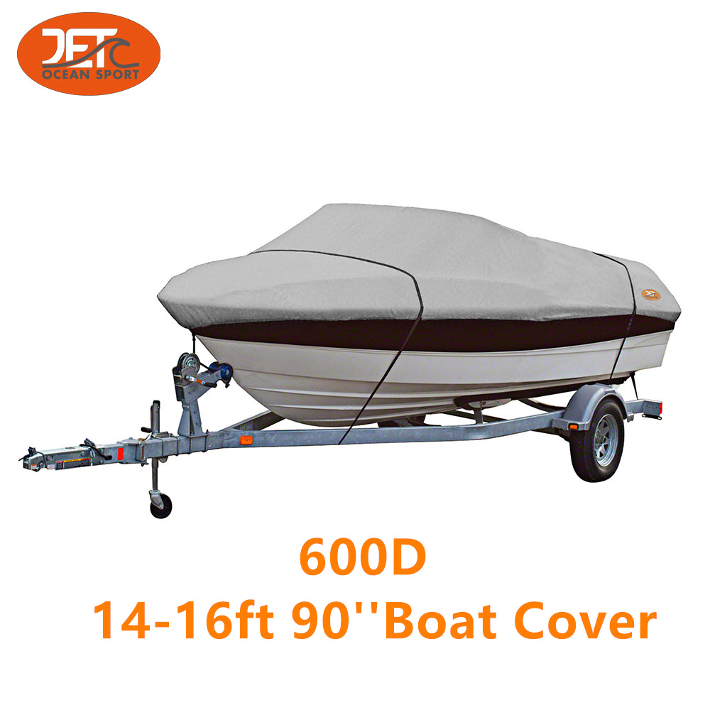600D 14-16ft 90'' Marine Grade Trailerable Fishing Boat Cover