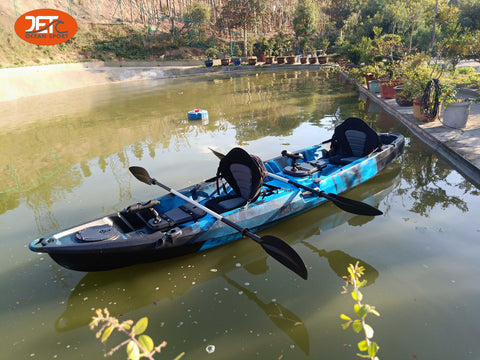 JETB Tour Family-1 New 3.7M 2.5 Seaters 2+1 Double Family Fishing Kayak with Aluminium Seat
