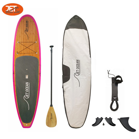 Jetocean (5) Handmade Wooden SUP Board 10'6 with Bag & Carbon Paddle-C