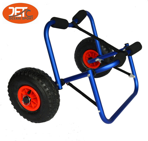 Sit-On-Top Canoe Kayak Cart Inflatble Beach Sand Wheel Cart Trolley -JET02017BLU