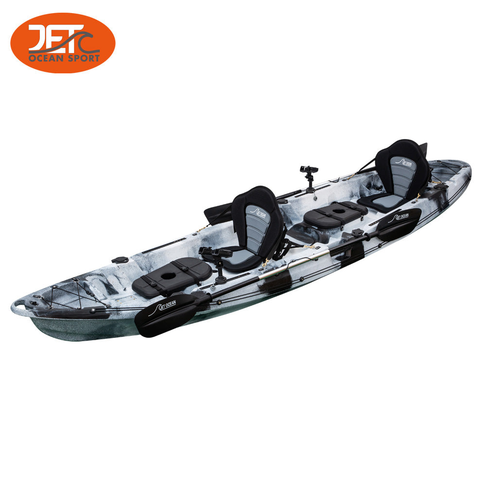 JETB Tour Family-1 New 3.7M 2.5 Seaters 2+1 Double Family Fishing Kayak  with Aluminium Seat